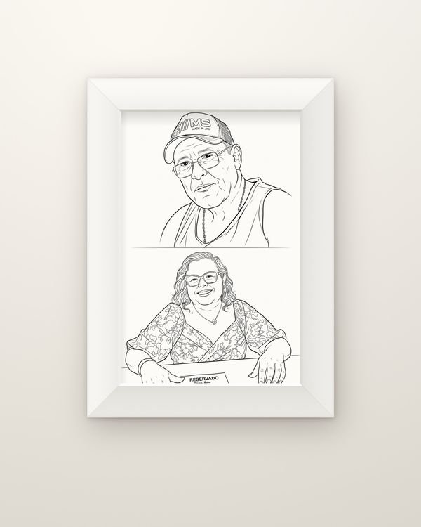 Família em arte de linha